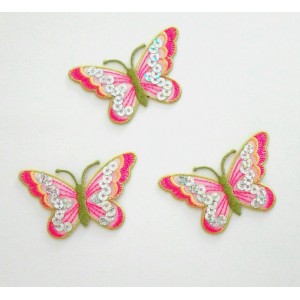 Iron-on Embroidery Sticker - Butterflies with Sequins